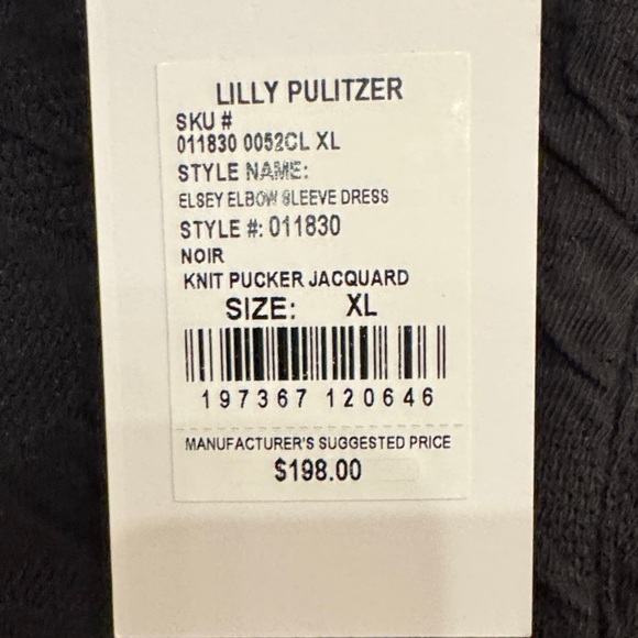 Lilly Pulitzer Elsey Black Elbow Sleeve Dress XL NWT - Picture 2 of 7